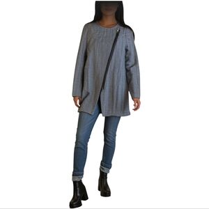 Banana Republic Fleece Asymmetrical Zip Herringbone Coat Size Medium EUC Trendy